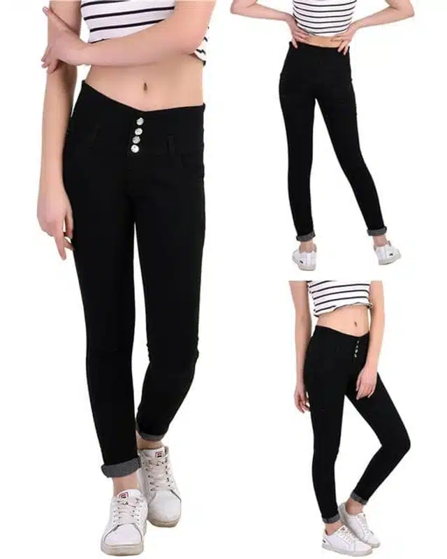 Stretchable Jeans for Women & Girls (Black, 28)