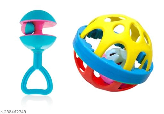 Plastic Rattle Toy for Baby (Multicolor, Pack of 2)