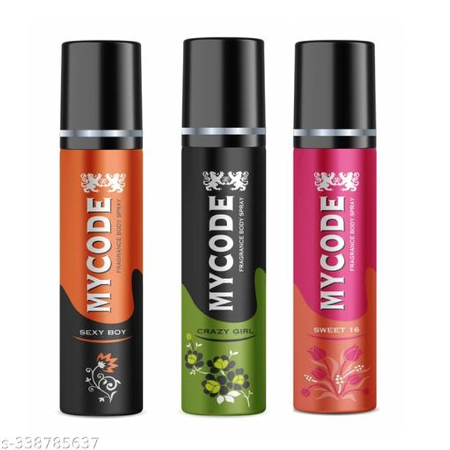 Combo of MYCODE Sexy Boy, Crazy Girl & Sweet 16 Fragrance Body Spray for Men (100 ml, Pack of 3)