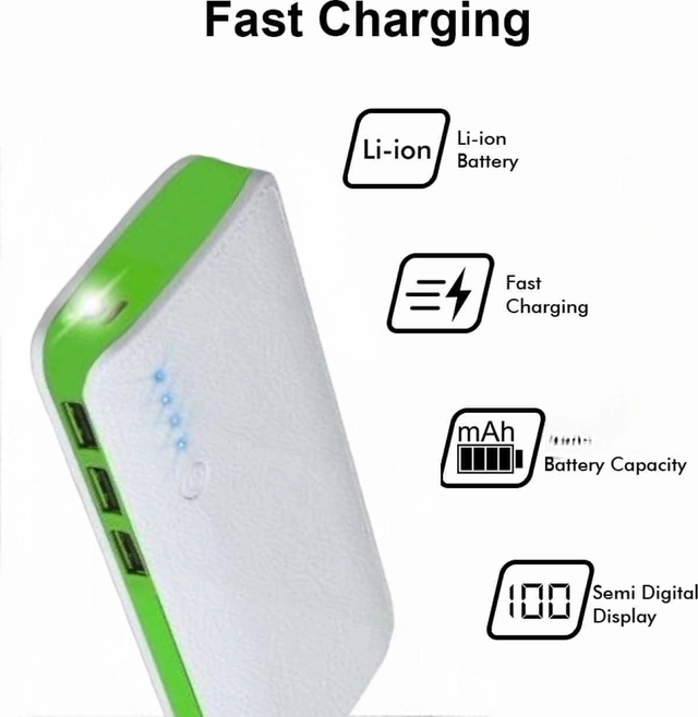 20000 mAh Power Bank (White & Green)