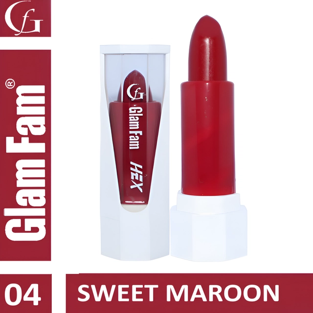 Glam Fam Smudge Proof Creamy Ultra Matte Long Lasting Lipstick (Sweet Maroon)