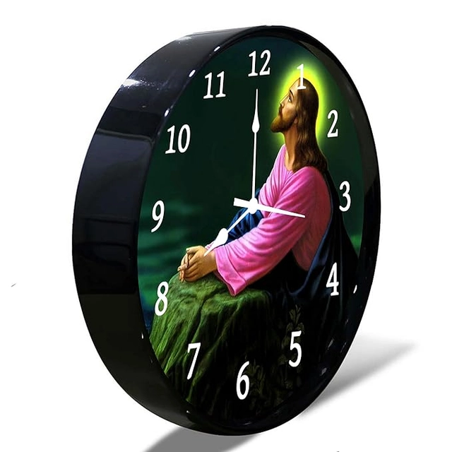 Plastic Jesus Wall Clock (Multicolor, 28 cm)