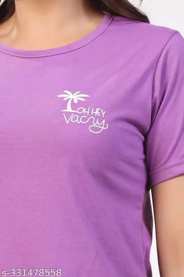 Half Sleeves T-Shirt for Women (Purple, S)