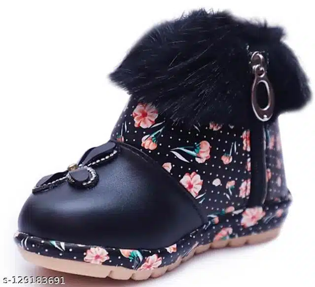 Boots for Girls (Black, 12-15 Months)