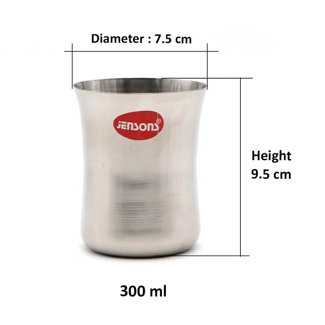 JENSONS Steel Damru Glass (300 ml, Pack of 1)