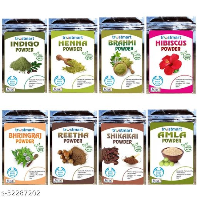 Trustmart Natural Amla, Henna, Brahmi, Hibiscus, Bhringraj, Reetha, Shikakai & Indigo Hair Care Powder (50 g, Pack of 8)