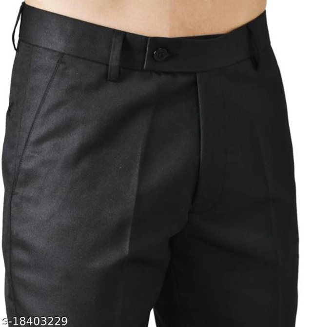 Polycotton Formal Pant for Men (Black, 28)