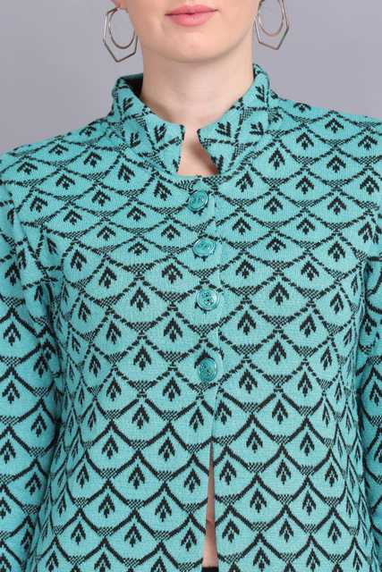Women's Premium Button Cardigan (Teal Green, L) (AX-43)