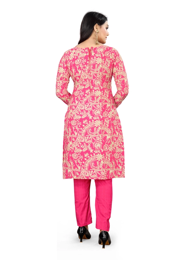 Cotton Blend Floral Unstitched Suits Fabrics for Women (Pink, 2 m)