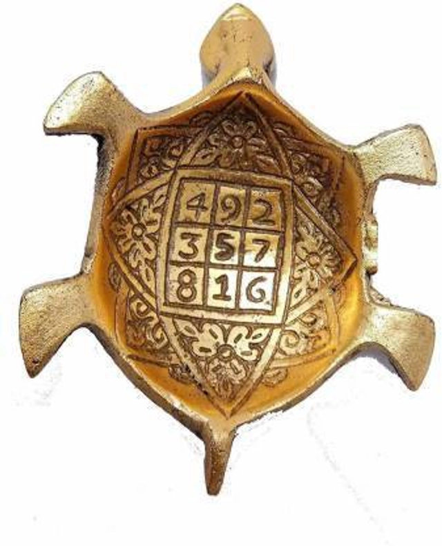 Metal Tortoise with Plate (Gold, Set of 1)