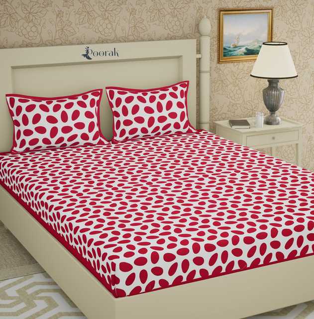 Double Bedsheet with 2 Pillow Covers (Red)