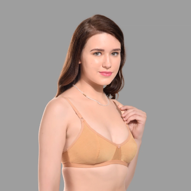 Hosiery Solid Non-Padded Bra for Women (Beige, 28)