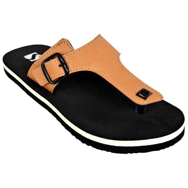 Slippers for Men (Tan & Black, 6)