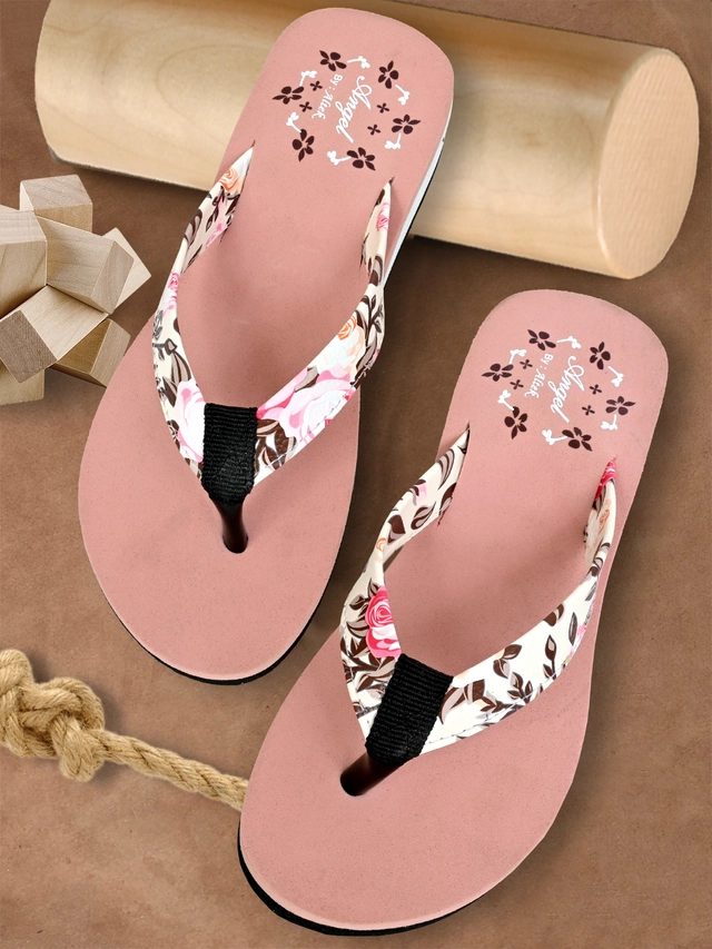 Flip-Flops for Women (Peach, 4)