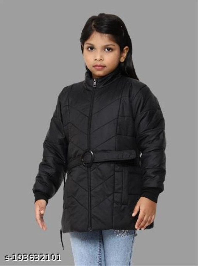 Polyester Jacket for Girls (Black, 18-24 Months)