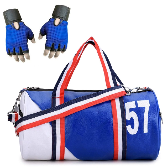 Polyester Printed Gym Bag with Gloves for Men & Women (Multicolor, Set of 1)