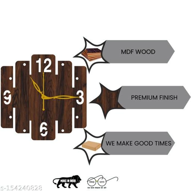 Wooden Wall Clock for Home (Brown)