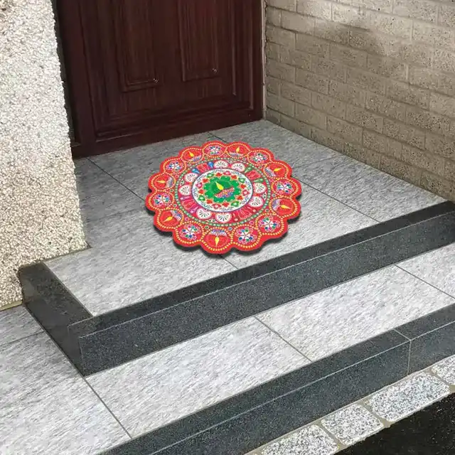गॉड & गोड्स रंगोली फ्लोर स्टीकर 802 वॉल स्टीकर (40 x 60 x 0.1 Cm)
