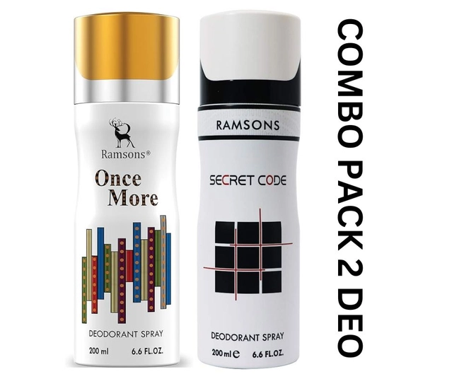 Ramsons Once More with Secret Code Deodorant for Men (200 ml, Pack of 2)