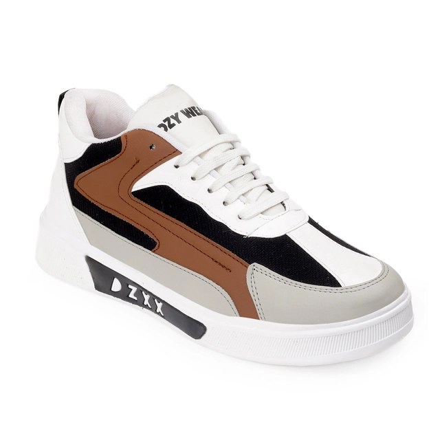 Sneekers  for Men (White & Tan, 8) (OS)