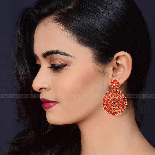 Vighnaharta Oxidised  German Exquisite Trendy Bollywood Earring (Red, ) (V-183)