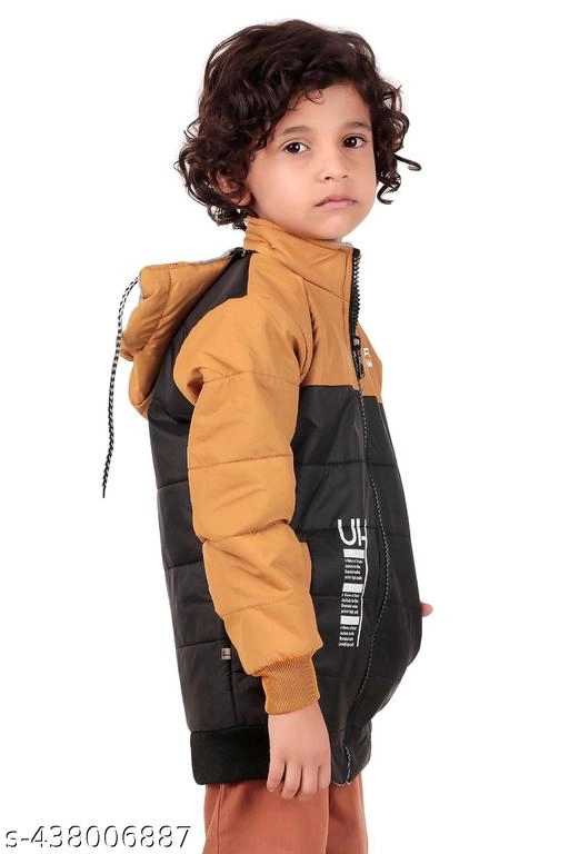 Nylon Jacket for Boys (Mustard & Black, 1-2 Years)