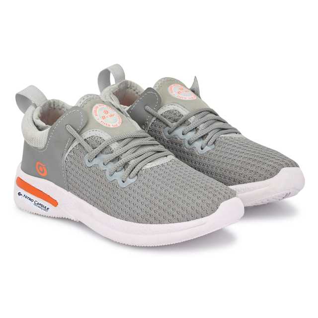 Stylish & Trendy Lightweight Sport Shoes for Men (Grey & Orange, 7) (BMI-7)
