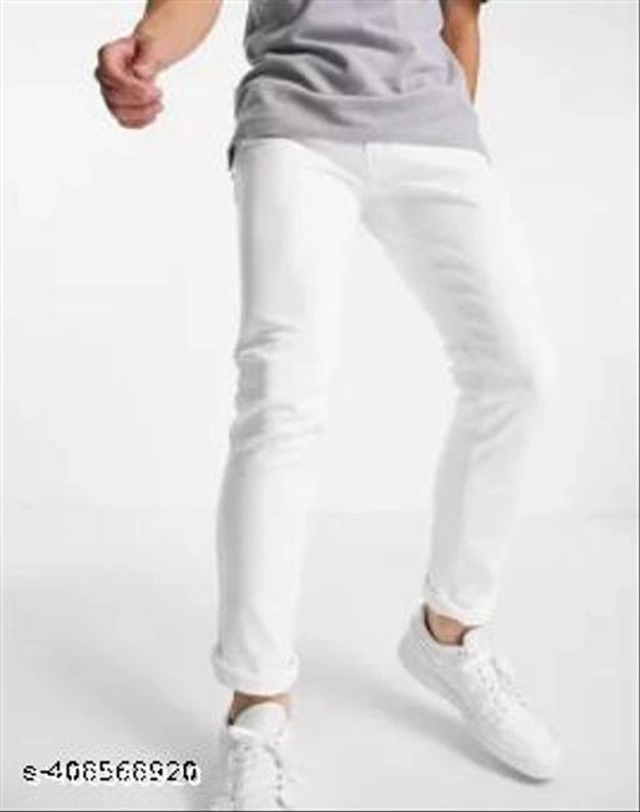 Denim Slim Fit Jeans for Men (White, 28)