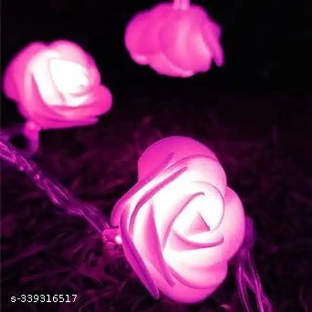 Plastic 20 Pcs LED Rose Flower String Light (Pink, 4 m)