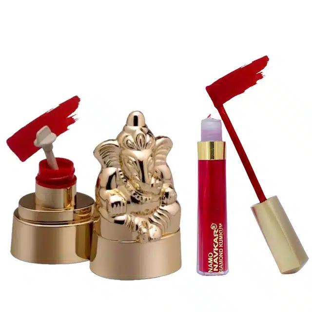 Ganesh Ji Statue KumKum Sindoor & Natural Sindoor for Women (Red, Set of 2)