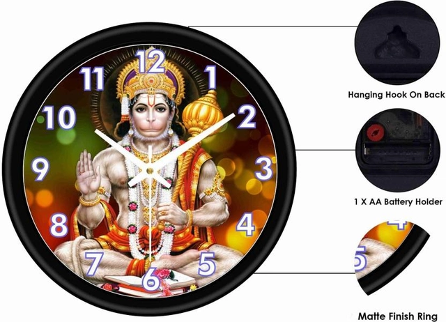 CAPIO Hanuman Ji Analog Wall Clock (Plastic, 25x25 cm)