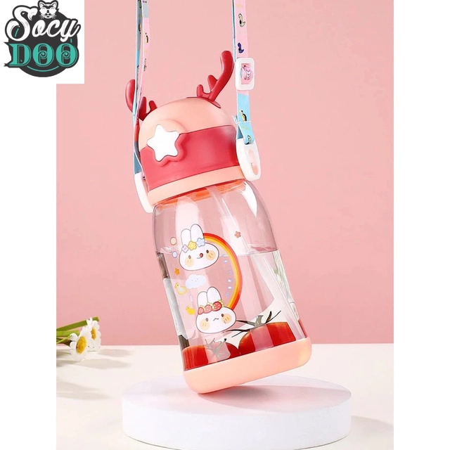 Cartoon Theme Sipper Water Bottle for Kids (Multicolor, 600 ml)