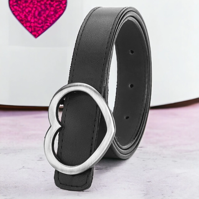 Artificial leather Belt for Women (Black, Free Size)