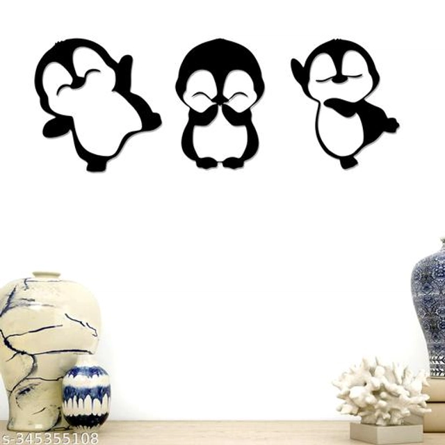 Paper Wall Decor Sticker (Black, Pack of 3)