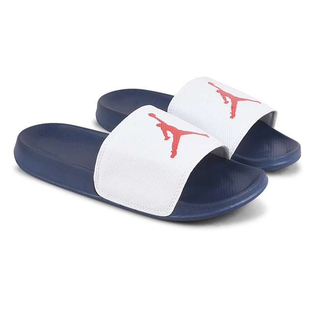 Slider for Men (White & Navy Blue, 6)