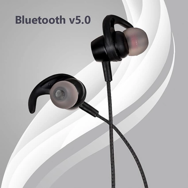 JGD Wireless Bluetooth in-Ear Neckband with Mic (Black)