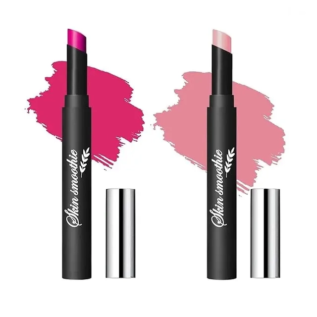 Skin Smoothie Lip Crayon Lipstick With Vitamin E & Avocado oil & Jojobal (Coral & Hot Pink) (Pack Of 2)