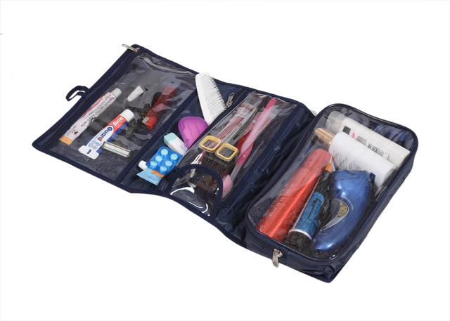 Canvas Portable Accessories & Cosmetics Storage Pouch (Blue)