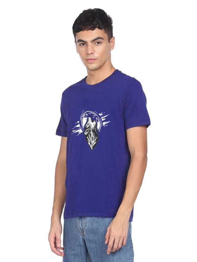 कीड़ी स्टार में राउंड नैक कॉटन टी शर्ट (रॉयल ब्लू, XL) (KS-299)