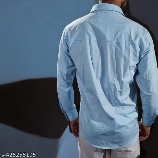 Full Sleeves Solid Shirt for Men (Blue, L)