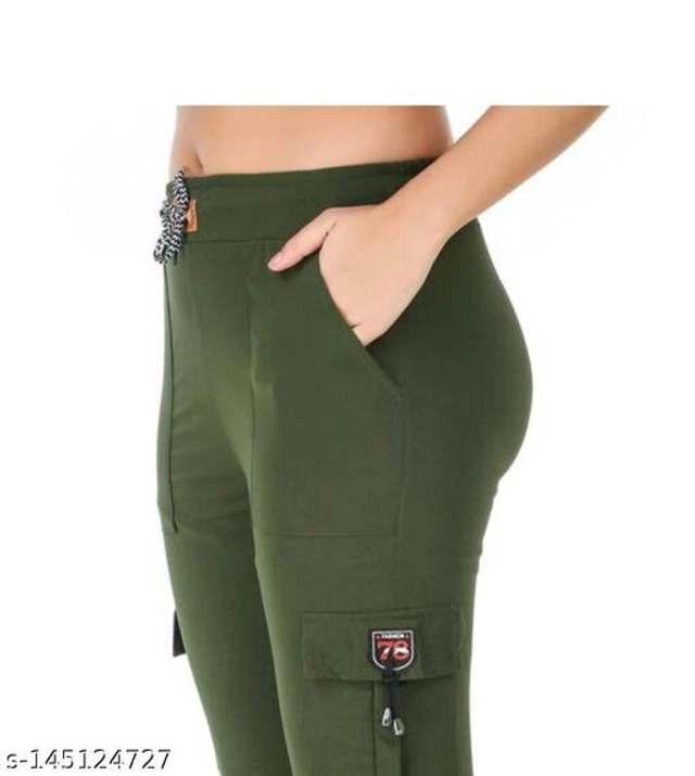 Cotton Blend Solid Joggers for Girls (Olive, 12-13 Years)