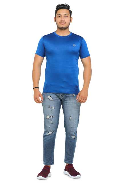 Fosty Men's Cotton Stylish T-Shirts (Royal Blue, XXL) (ADE-297)