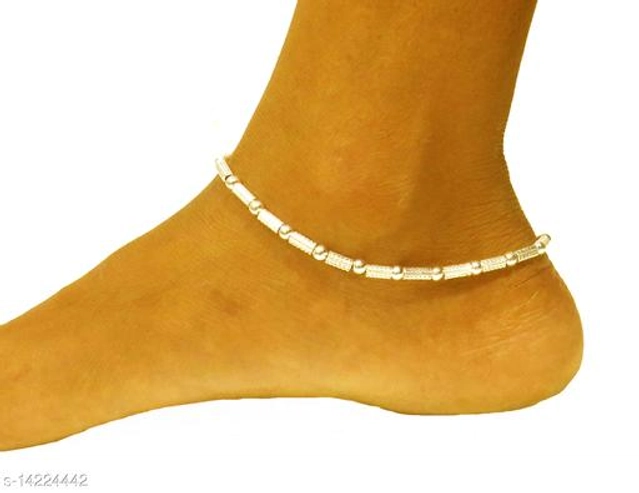 Copper Silver Plating Anklets for Women (Silver, Set of 1)