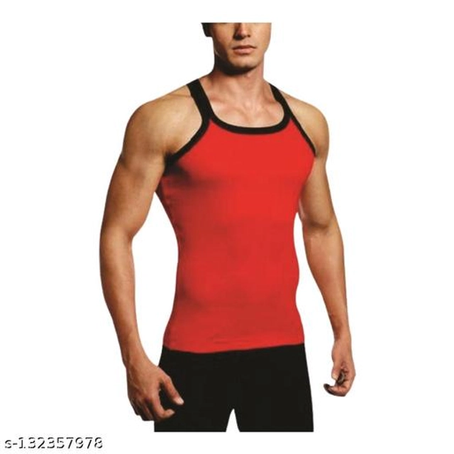 Cotton Vests for Men (Red, XS)