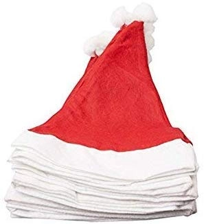 Fur Santa Claus Cap for Men & Women (Red & White, Pack of 2)