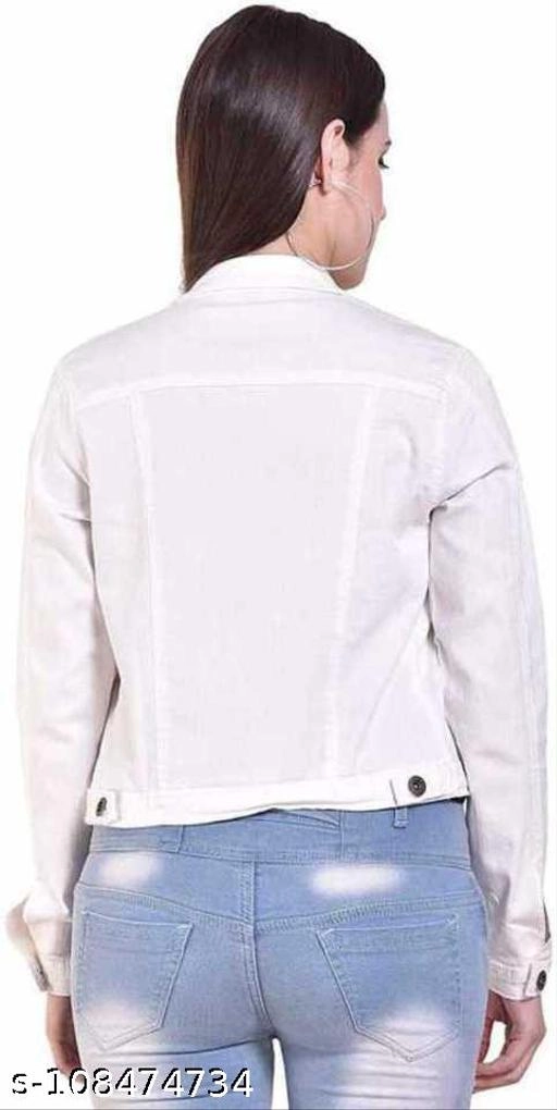 Denim Jacket for Women (White, S)