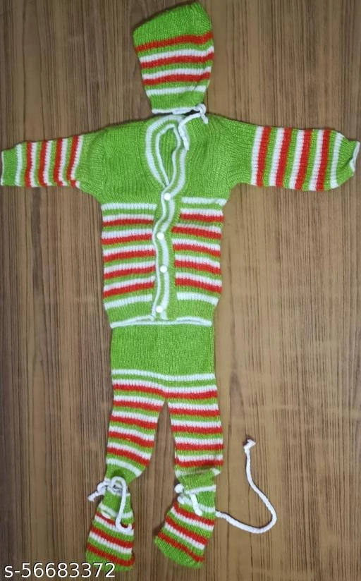 Woolen Clothing Set for Kids (Multicolor, 0-3 Months) (Set of 1)