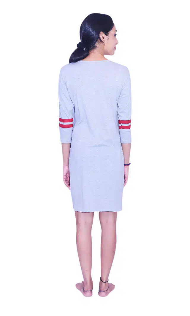 Hosiery Self Design Night Dress for Women (Grey, Free Size)