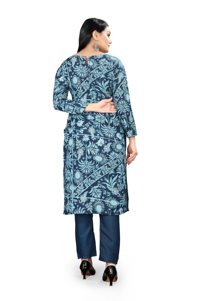 Cotton Blend Floral Unstitched Suits Fabrics for Women (Navy Blue, 2 m)