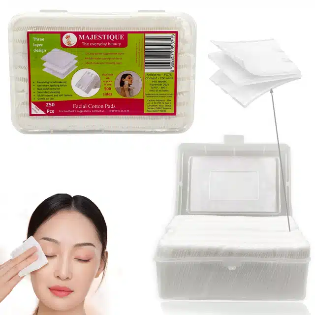 Majestique Cotton Facial Care Cleansing Square Tissues for Skin Care (Pack of 250) (BB-13)